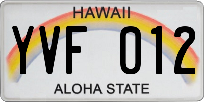HI license plate YVF012