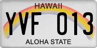HI license plate YVF013