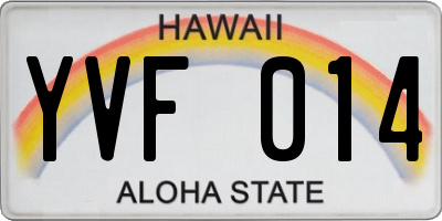 HI license plate YVF014