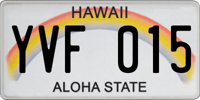 HI license plate YVF015