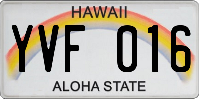 HI license plate YVF016