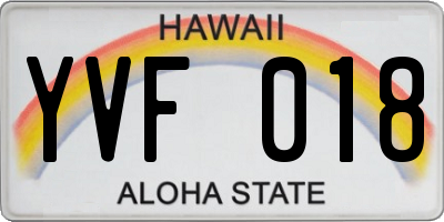HI license plate YVF018