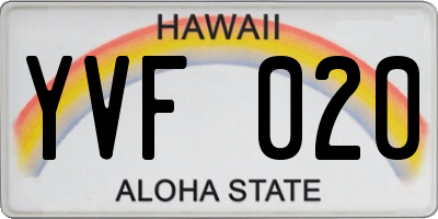 HI license plate YVF020
