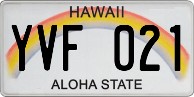 HI license plate YVF021