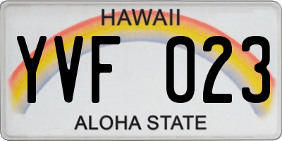 HI license plate YVF023