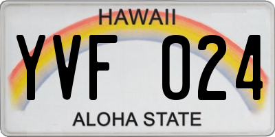 HI license plate YVF024