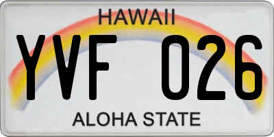 HI license plate YVF026