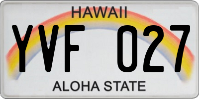 HI license plate YVF027