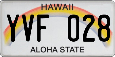 HI license plate YVF028
