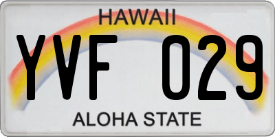 HI license plate YVF029