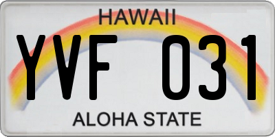HI license plate YVF031