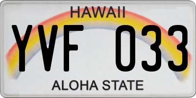 HI license plate YVF033