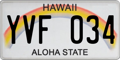 HI license plate YVF034