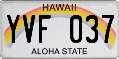 HI license plate YVF037