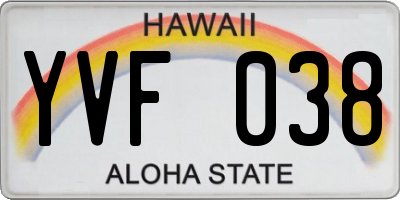 HI license plate YVF038