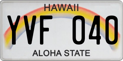 HI license plate YVF040