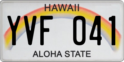 HI license plate YVF041
