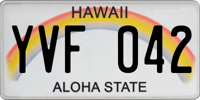 HI license plate YVF042