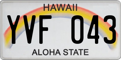 HI license plate YVF043