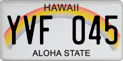 HI license plate YVF045
