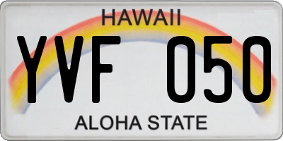 HI license plate YVF050