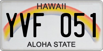 HI license plate YVF051