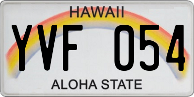 HI license plate YVF054