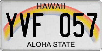 HI license plate YVF057