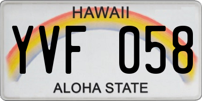 HI license plate YVF058