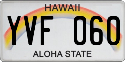 HI license plate YVF060