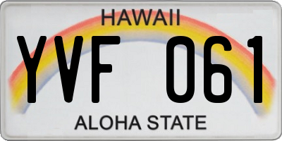 HI license plate YVF061