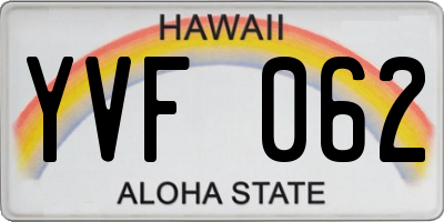 HI license plate YVF062