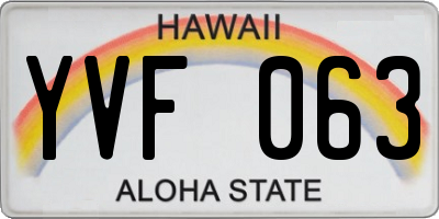 HI license plate YVF063