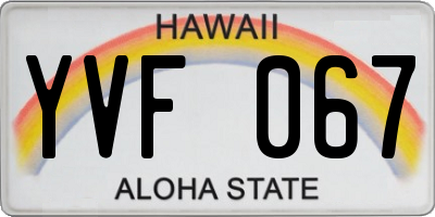 HI license plate YVF067