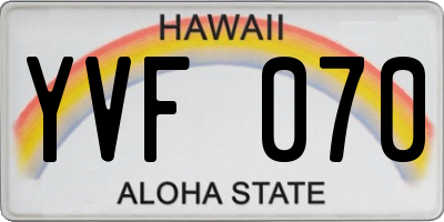 HI license plate YVF070