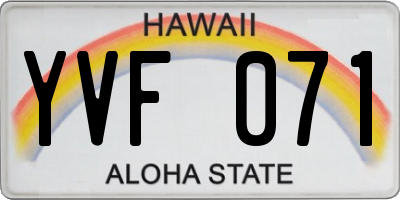 HI license plate YVF071