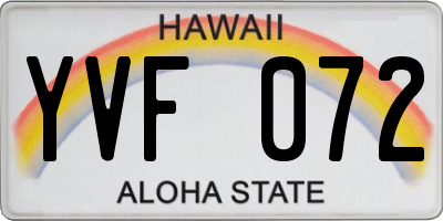 HI license plate YVF072