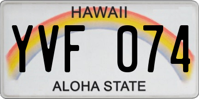 HI license plate YVF074