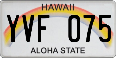 HI license plate YVF075