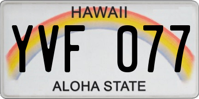 HI license plate YVF077