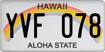 HI license plate YVF078