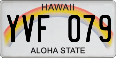 HI license plate YVF079