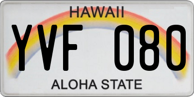 HI license plate YVF080
