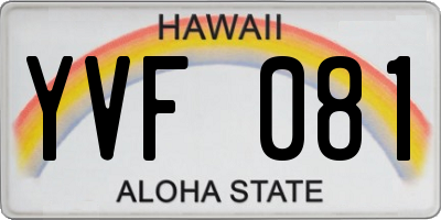 HI license plate YVF081
