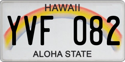HI license plate YVF082