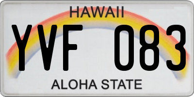 HI license plate YVF083