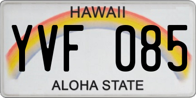 HI license plate YVF085