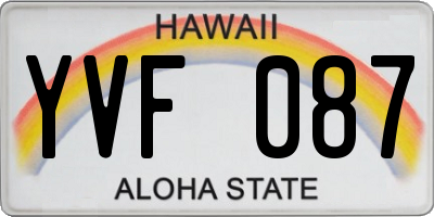 HI license plate YVF087
