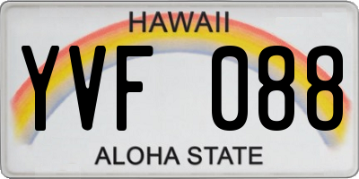HI license plate YVF088