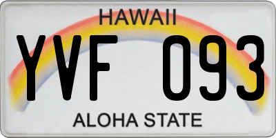 HI license plate YVF093